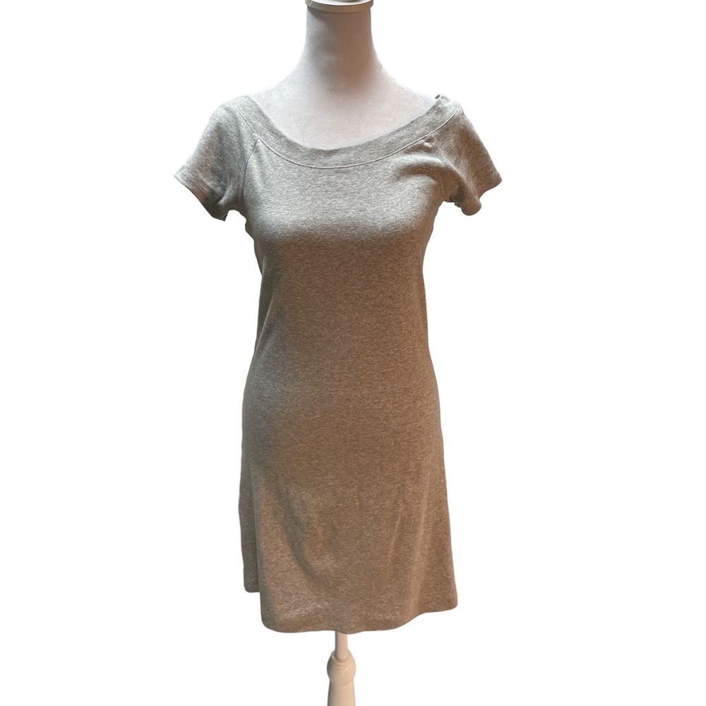Chelsea & Theodore Gray Short Sleeve Above the Knee Swing Boat Neck Dress Sz XS